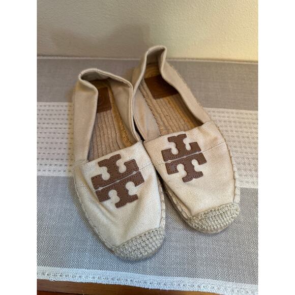 Tory Burch Shoes - Tory Burch Weston Flat Espadrille Duluce De Leche with Tan Leather Size 5.5